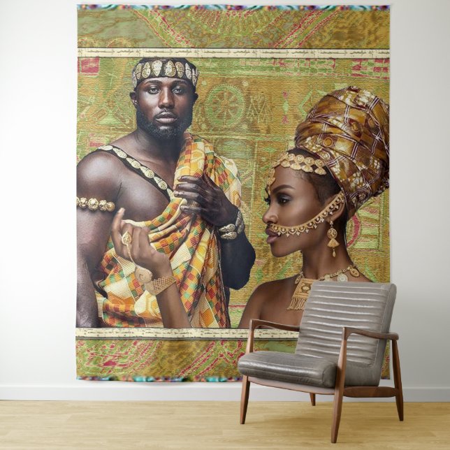Tenture Roi tribal et reine (En situation)
