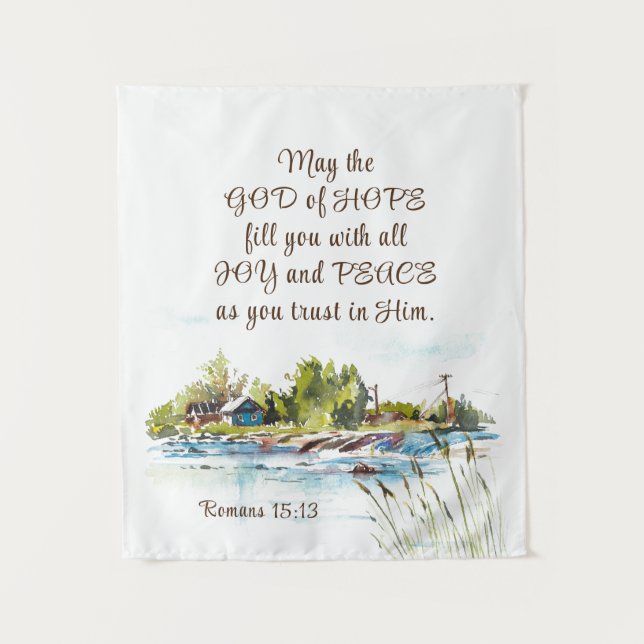 Tenture Romains 15:13 Dieu de l'Espoir Bible chrétienne Ve (Devant)