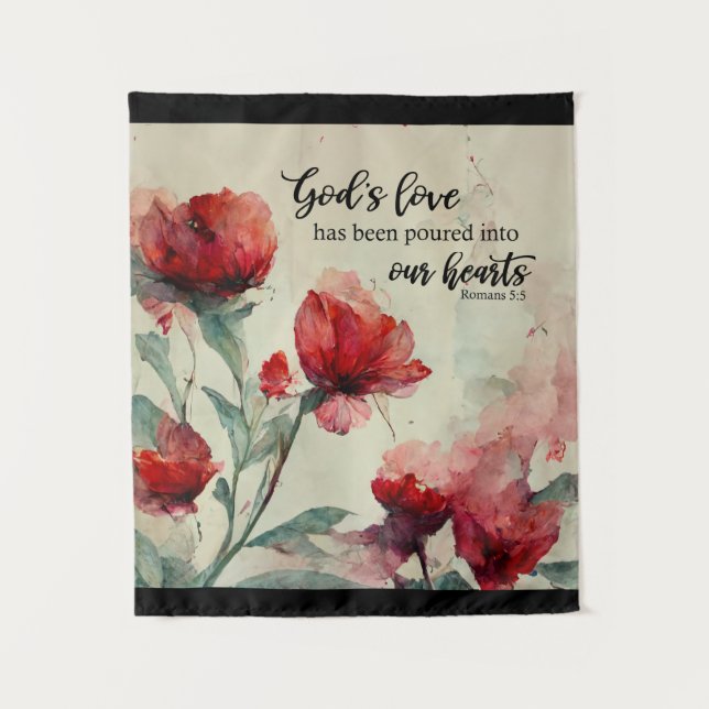 Tenture Romains 5:5 La Bible Amoureuse de Dieu Verse Fleur (Devant)