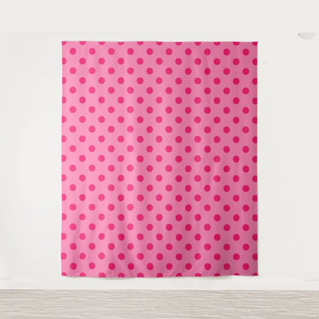 Tenture Rose Chaud Sur Pois Rose Design Motif (Devant)