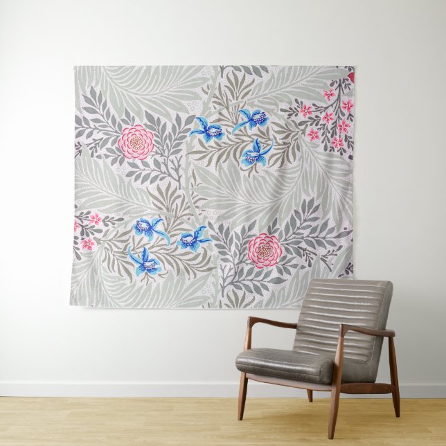 Tenture Rose et Larkspur, William Morris (En situation (horizontale))