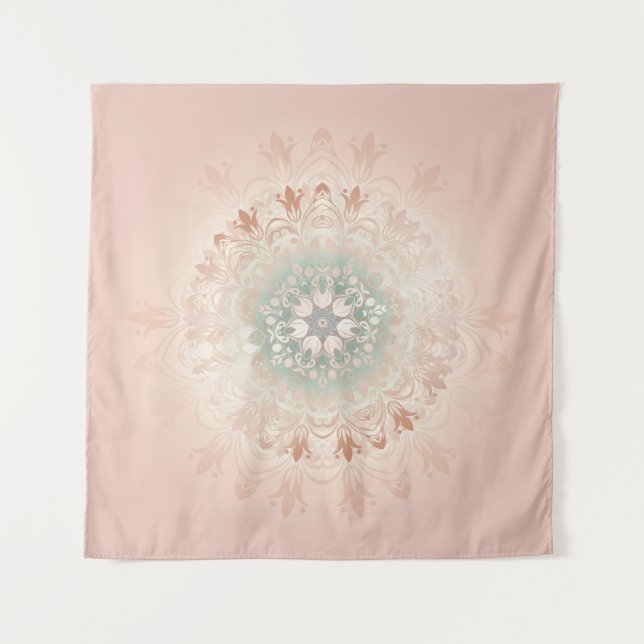 Tenture Rose Gold Blush Floral Mandala (Devant)