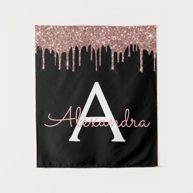 Tenture Rose Gold - Blush Pink Black Parties scintillant N (Devant)
