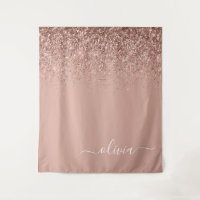 Rose Gold Blush Rose Pailleté Monogramme Féminin