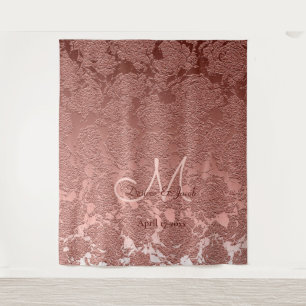 Tenture Rose Gold Elegant Monogram Mariage Photo Booth