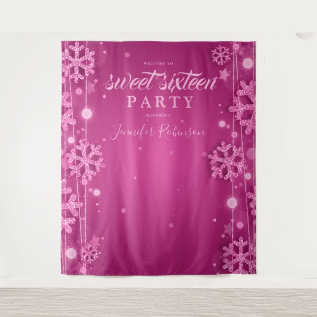 Tenture Rose Gold & Pink fond d'hiver Sweet sixteen d'hive (Devant)