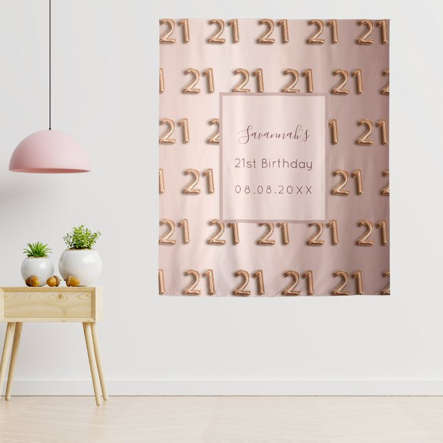 Tenture Rose gold rose 21e anniversaire nom (Créateur téléchargé)