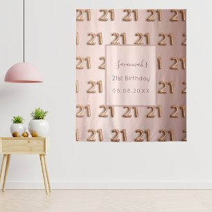 Tenture rose gold rose 21ème anniversaire nom