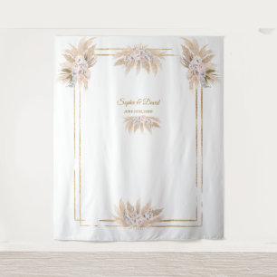 Tenture Rose Orchidée Blanche Herbe de Pampas Photobooth M