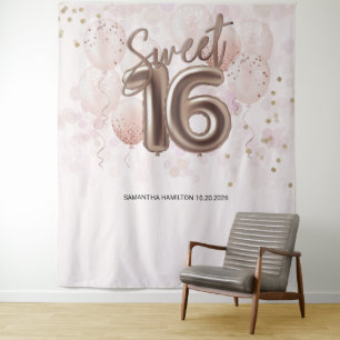 Tenture Rose Sweet 16 Anniversaires Balloons Party Pink fo