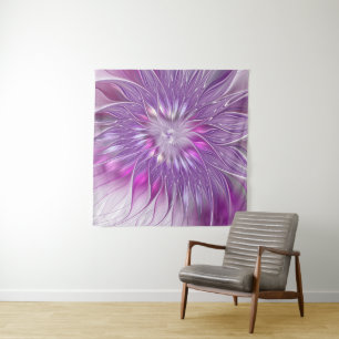 Tenture Rose violet passion Fleur Art Abstrait Fractal