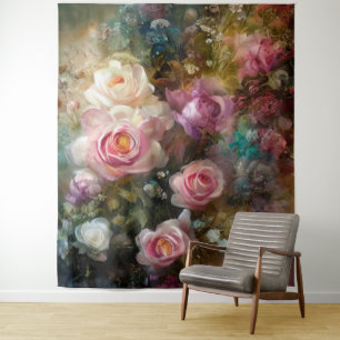 Tenture Roses Blanches Et Roses Roses vintages