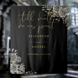 Tenture Roses de Goth florales en or noir Prop de photo de