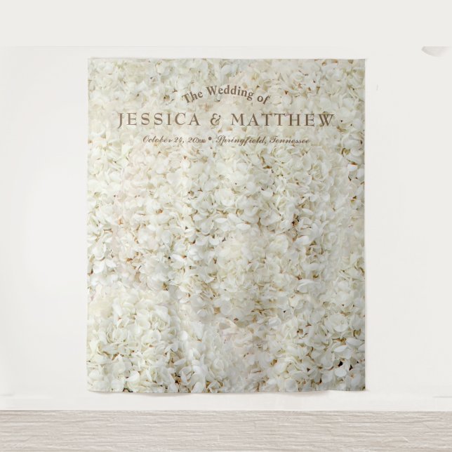 Tenture Roses Fleurs Blanches de Mariage Toile de Fond (Devant)