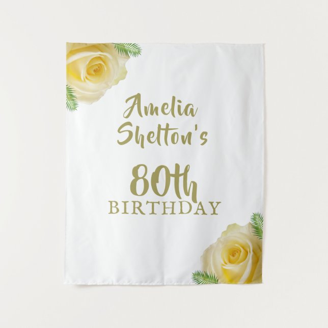 Tenture Roses Jaunes Floral 80e fête d'anniversaire Contex (Devant)