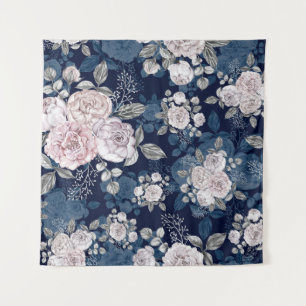 Tenture Roses roses roses Bleu foncé : Vintage