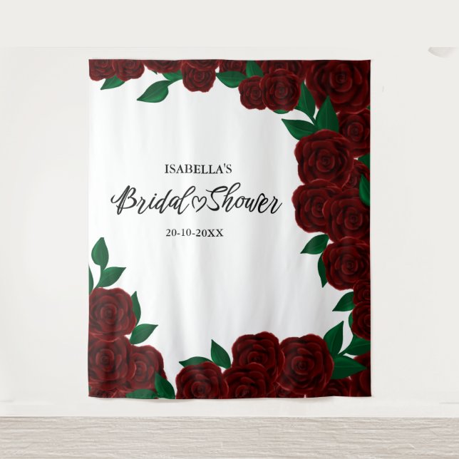 Tenture Roses rouges romantiques chute / douche nuptiale e (Devant)