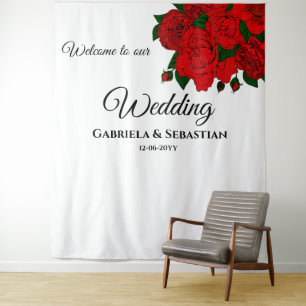 Tenture Roses Rouges Romantiques Fond de Mur de Mariage