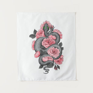 Tenture Roses serpent et pêche