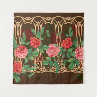 Tenture roses vintages dans une imitation décorative d'un