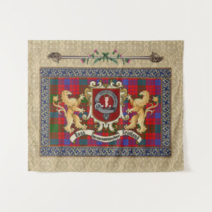 Tenture Ross Clan Badge & Tartan avec Lions 