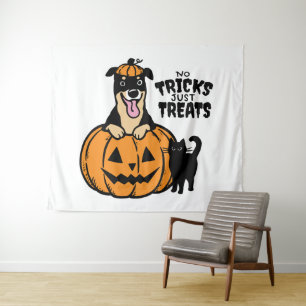 Tenture Rottweiler Halloween Pas de bêtises juste traiter