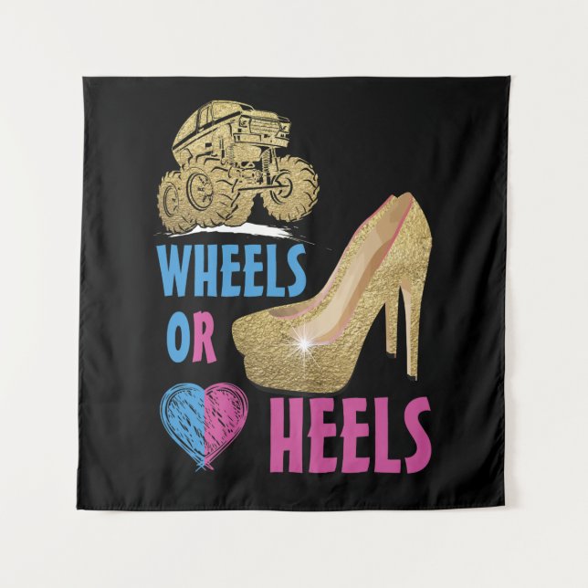 Tenture Roues ou talons votre maman aime vous Genre Révéle (Devant)