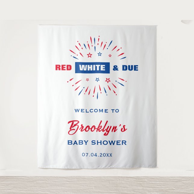 Tenture Rouge Blanc Et 4 juillet Dû Baby shower Arrière-Pl (Devant)