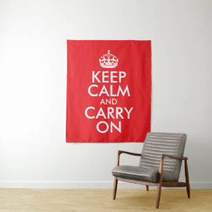 Tenture Rouge et blanc Gardez le calme et continuer