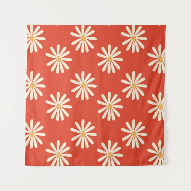 Tenture rouge et moutarde années 1970 super rétro rétro fl (Devant)