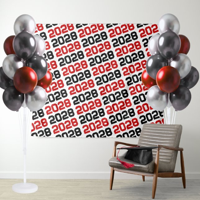 Tenture Rouge et noir N'IMPORTE QUELLE classe Année de dip (Red and Black Repeating Class Year Background. Great for photo booths, display tables & more!)