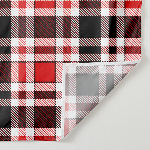 Tenture Rouge Noir Blanc Flannel Tartan Design Motif