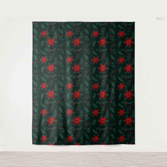 Tenture Rouge Vert Floral Motif Wrappin  Wreath (Devant)