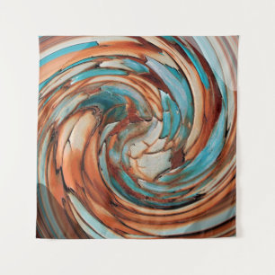 Tenture Rouille et bleu Abstrait Dauphin Swirl