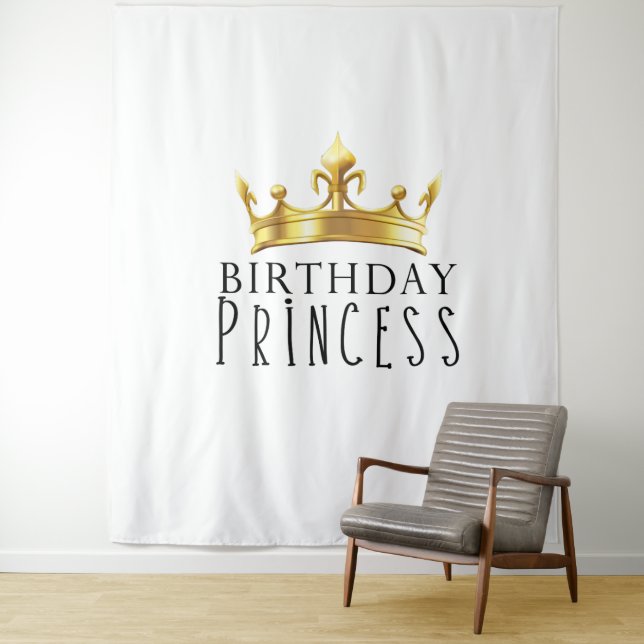 Tenture Royal Gold Crown Anniversaire Princess Party (En situation)