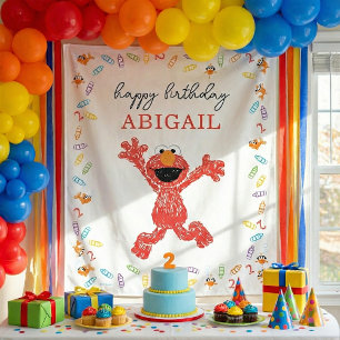 Tenture Rue Sésame Elmo Crayon d'anniversaire