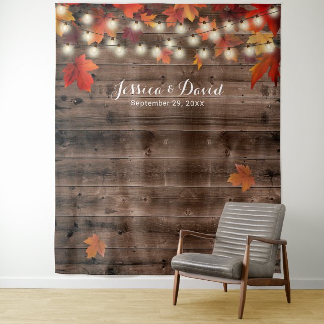 Tenture Rustic Automne quitte Barn Mariage de automne Back (En situation)