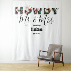 Tenture Rustic Chic Floral Howdy M. et Mme Contexte photo