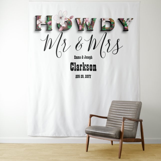 Tenture Rustic Chic Floral Howdy M. et Mme Contexte photo (En situation)