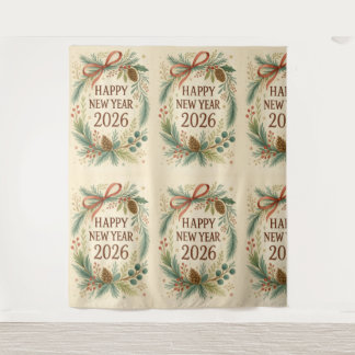 Tenture rustic happy new year 2026 party backdrop