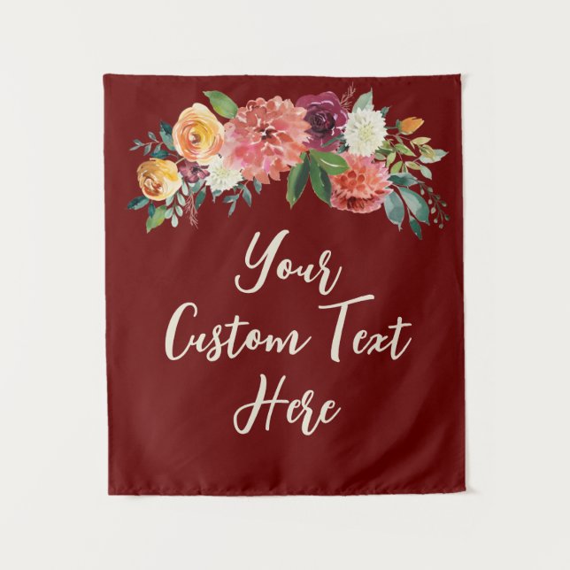 Tenture Rustique Bourgogne Floral Photo Prop Mariage fond (Devant)