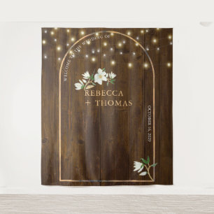 Tenture Rustique String éclaire Gold Arch Magnolia Mariage