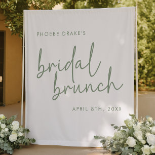 Tenture Sage & Blanc Minimaliste Bridal Brunch Contexte