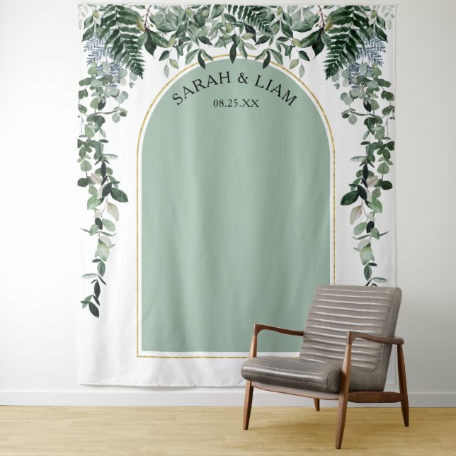 Tenture Sage Green Arc moderne Vert mariage fond (En situation)