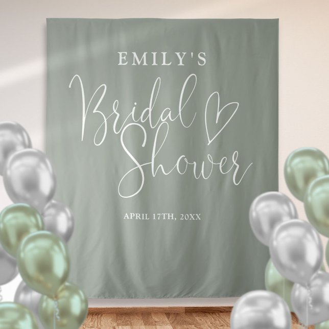Tenture Sage Green Fête des mariées photo fond (Sage Green Bridal Shower Photo Backdrop)