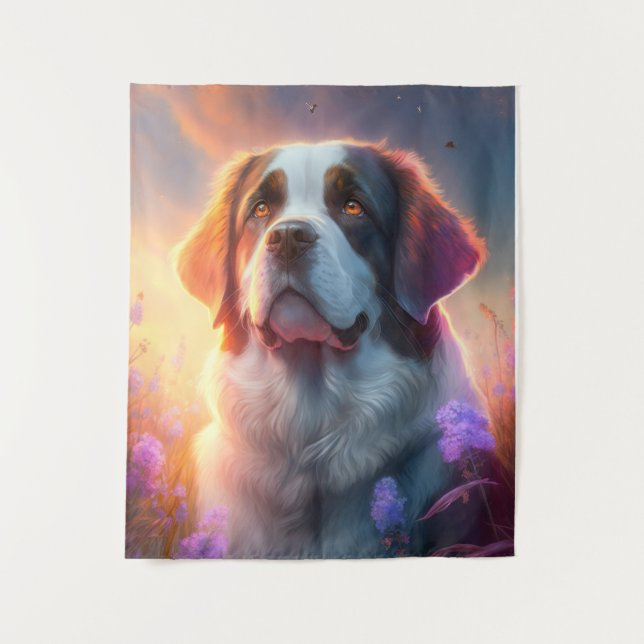Tenture Saint Bernard Chien Animal Portrait Peinture Anima (Devant)