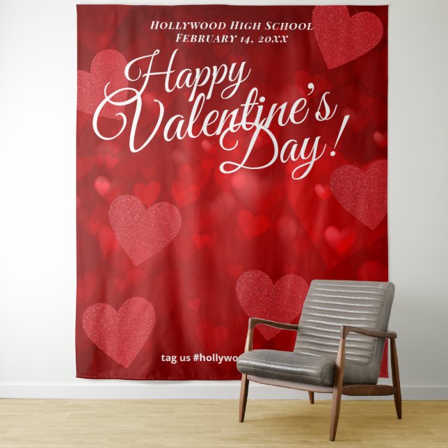 Tenture Saint-Valentin Coeurs rouges | Photo Selfie (En situation)