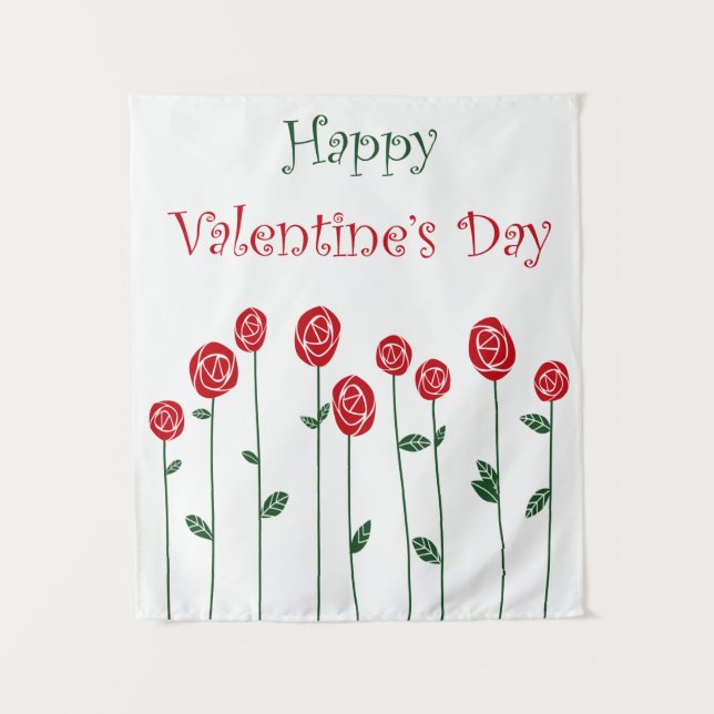 Tenture Saint Valentin Roses Ostrich Love Romance Flower (Devant)