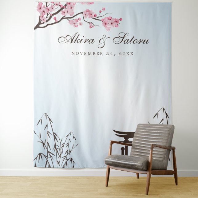 Tenture Sakura Japonaise Fleur de cerisier Asie Contexte p (En situation)