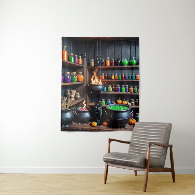 Tenture Salle de potion de sorcière Un paradis magique d’a (En situation)